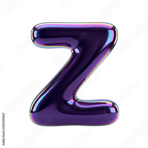 Uppercase letter Z with iridescent metallic finish on a transparent background PNG image