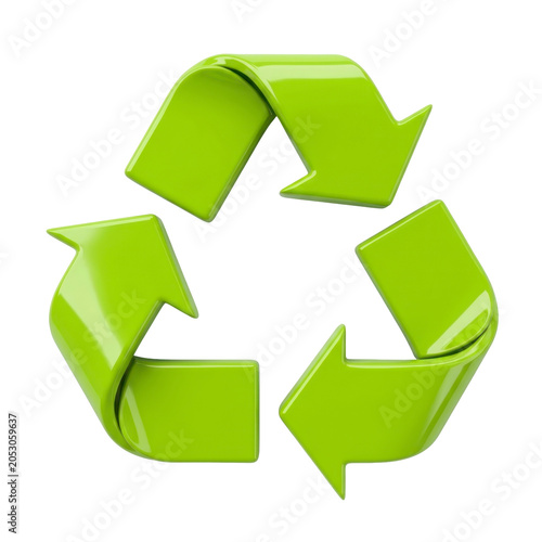 Green recycle symbol on a transparent background PNG file