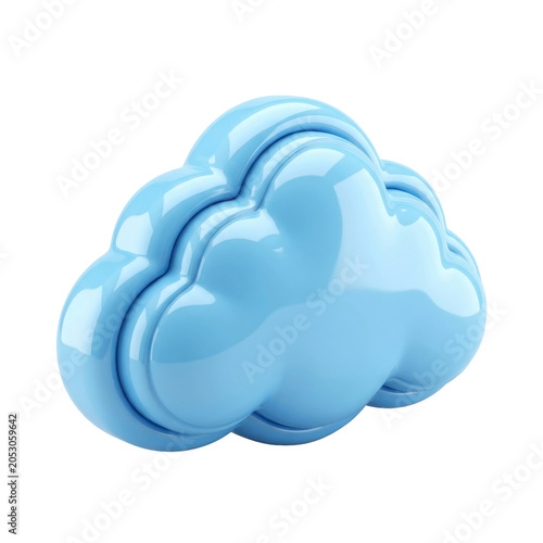 Glossy blue cloud icon on a transparent background PNG image