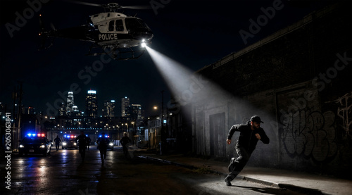 Suspect Running From Police Helicopter