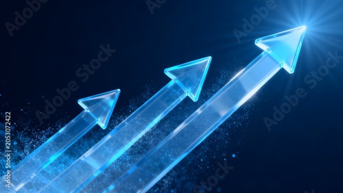 Glass arrows pointing upward with glowing effect