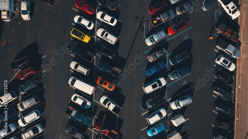 Fotografie Aerial Top-Down View of Cars in Parking Lot — Drone Photography