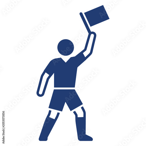 Referee with Flag Flat Illustration Pictogram Icon Sports Official, Match Judge, and Game Regulation