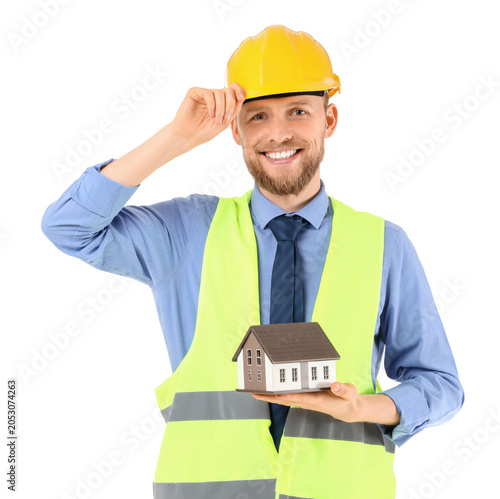 Male engineer with house mo...