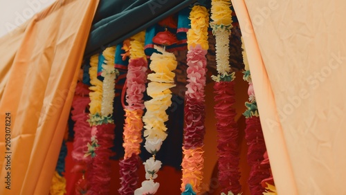 A float decorated with flowers parades during the Indian Sikh religious festival