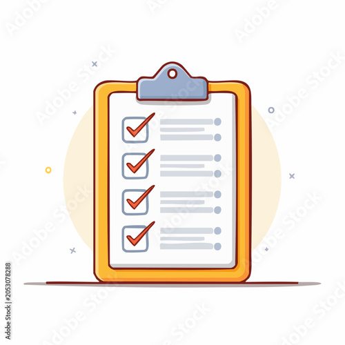 Clipboard with Checklist and Checkmarks