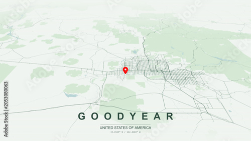Bild auf Leinwand Modern minimalist vector map of Goodyear, Arizona, USA
