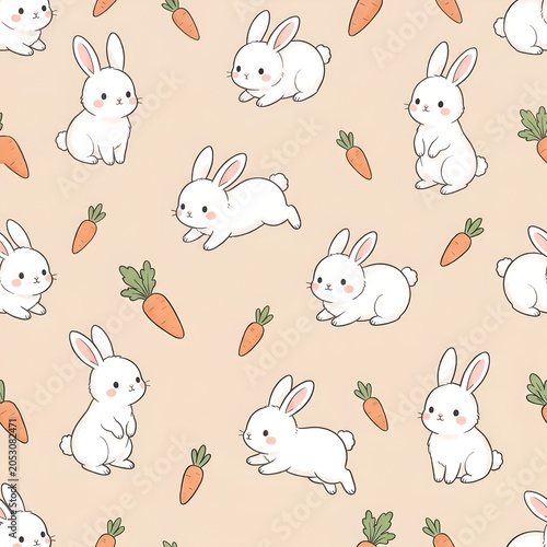 Adorable Cartoon Rabbits with Carrots Nursery Design