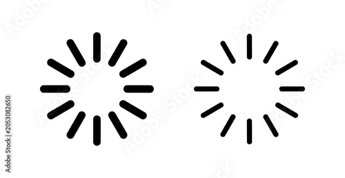 Black and white icons of a loading spinner