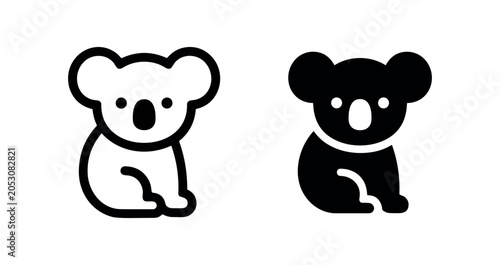 Photography Koala bear animal icon in outline and glyph style