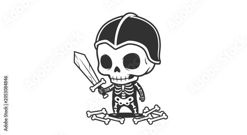 Schilderij op canvas Pirate skeleton with a sword.