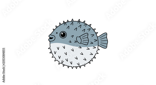 Принти на полотні Puffed up pufferfish side view.