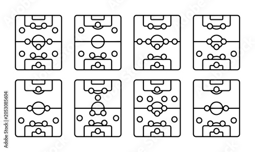 Soccer Formations Set, Football Tactics Diagrams, Sports Strategy Layouts, 8 Icon Pack