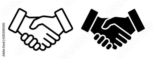 Handshake Icons: Agreement, Partnership, and Collaboration Symbols. Business Deal, Trust, and Success Vector Graphics.