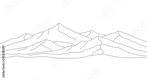 Obraz na płótnie Mountain range landscape with peaks.