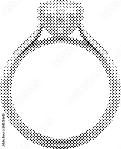 Halftone Diamond Engagement Ring Vector Illustration on White Background