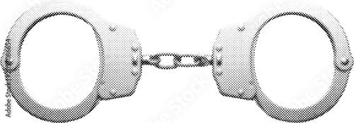 Halftone Handcuffs Law Enforcement Vector Illustration on White Background