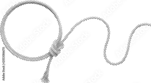 Halftone Rope Lasso Loop Vector Illustration on White Background