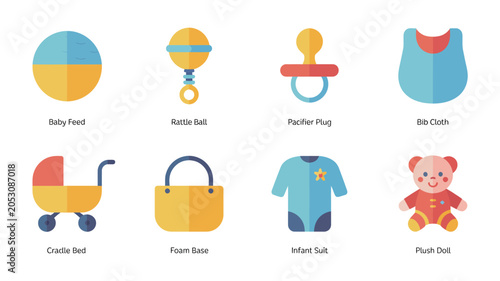 Obraz na plátně Colorful baby items and accessories collection.