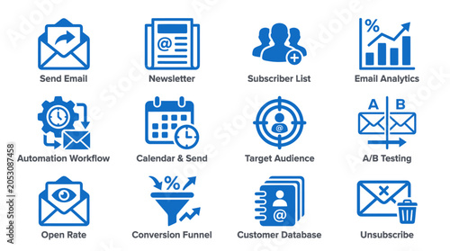 Email marketing icons and symbols.