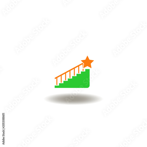 Vector illustration of staircase with star at the top. Symbol of core values.