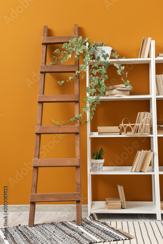 Interior of home library wi...