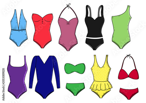 Women's Swimsuits and Bikini Vector Collection
