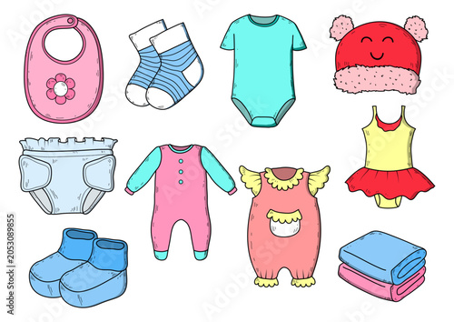 Baby Clothes Vector Collection Cute Infant Clothing Illustration Set
