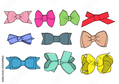 Baby Hair Bow Vector Collection Set
