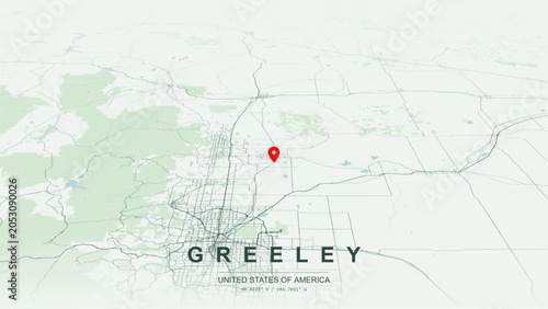Foto Modern minimalist vector map of Greeley, Colorado, USA