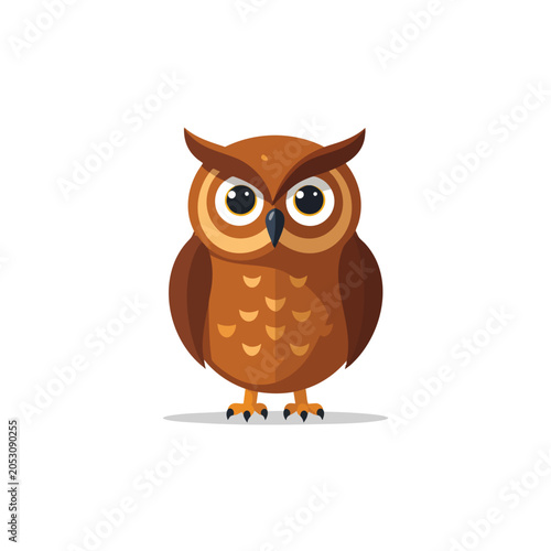 A Cute Brown Owl Cartoon Character Illustration.