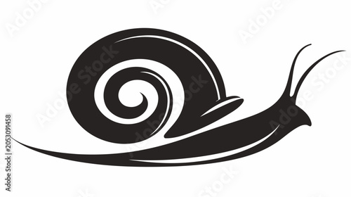 Stylish black snail vector illustration, side view gastropod mollusk silhouette, garden creature graphic icon
