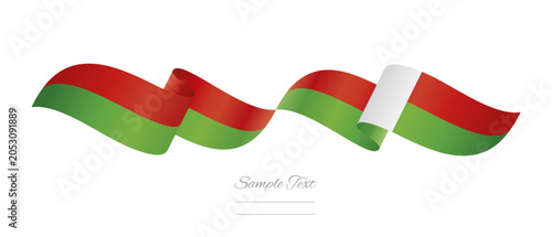 Malagasy flag ribbon vector illustration. Waving patriotic Madagascar Flag Ribbon Banner on isolated white background