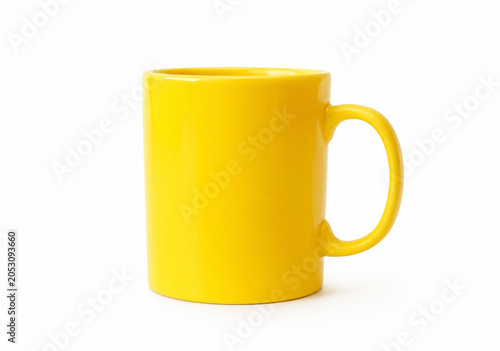 Yellow Mug Isolated on White Background, Minimalist Ceramic Cup Mockup