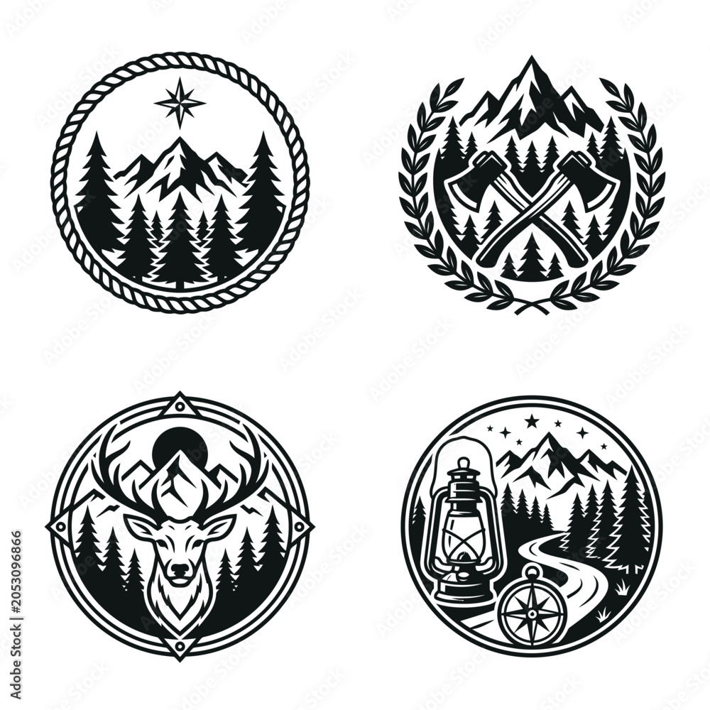 Fototapeta premium Outdoor Adventure Logo Emblems.