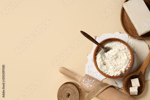 Baking ingredients flat lay...