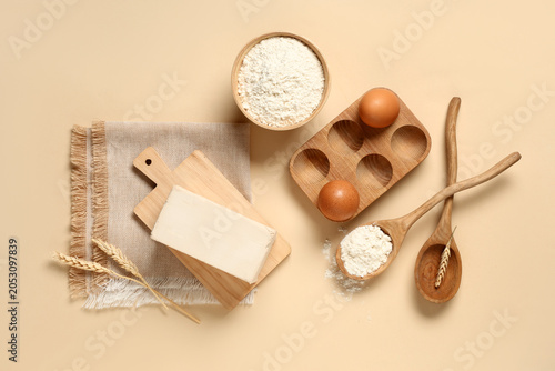 Baking ingredients flat lay...