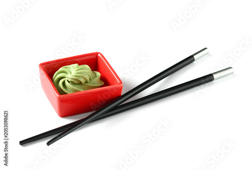 Fresh wasabi paste in red s...