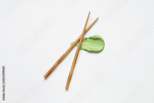 Bamboo chopsticks and wasab...