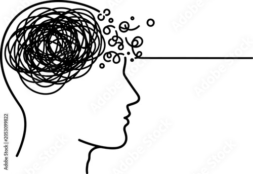 Foto Person with tangled thoughts in mind.