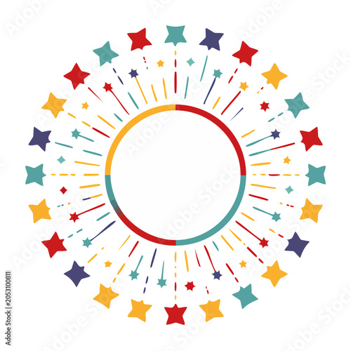 Colorful star burst pattern with circle center