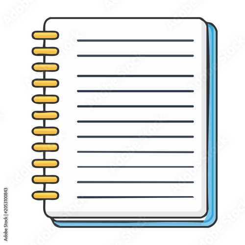 Flat design notebook icon with spiral binding