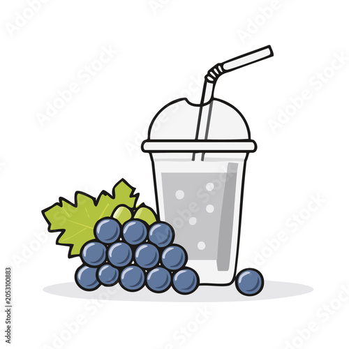 Grape smoothie with grapes and leaf illustration