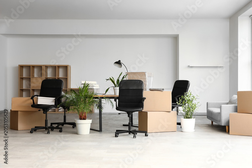Empty office space with mov...