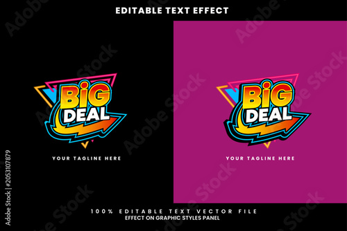 Big Deal Text Effect Logo Design Vector with Dynamic Arrow Element