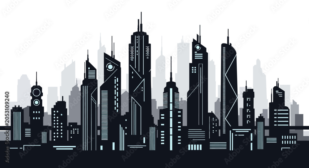 Fototapeta premium City Skyline Urban Buildings.