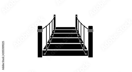 Staircase with Metal Railing.