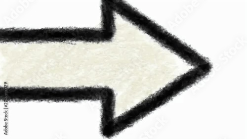 Animated Hand Drawn Black Arrow Pointing Right on White Background, Simple Graphic Motion, Seamless Loop