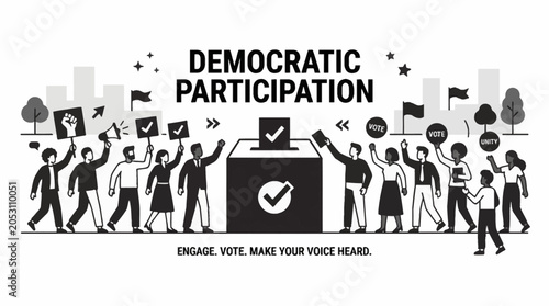 Schilderij op canvas Diverse group of people engaging in democratic participation and voting