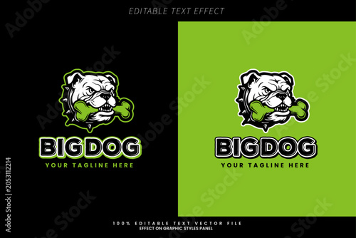 Big Dog Animal Lover Text Effect Logo Design Vector with Dog Head Illustration